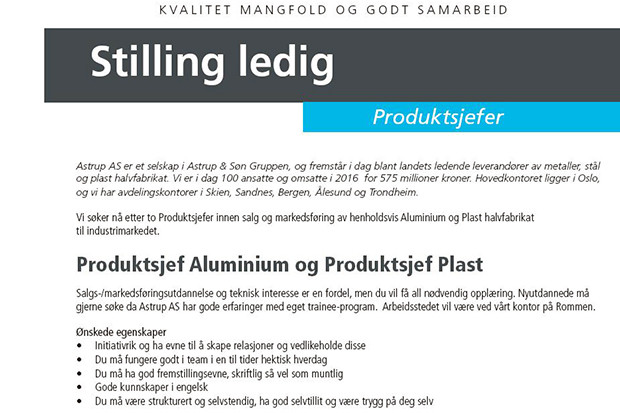 Stilling ledig_Produktsjefer Stilling ledig_Produktsjefer