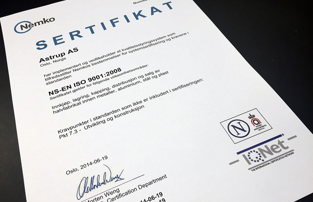 Sertifkat Nemko NS-EN ISO 9001-2008