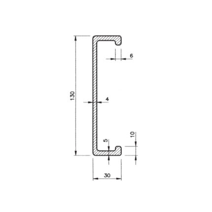 AluFlex vangeprofil 4T-028 C-profil 130x30mm a 6000mm